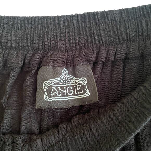 Angie Gauzy Black Pants Tassel Pull-On WhimsiGoth Forest Fairy Grunge Boho M L - Picture 5 of 12